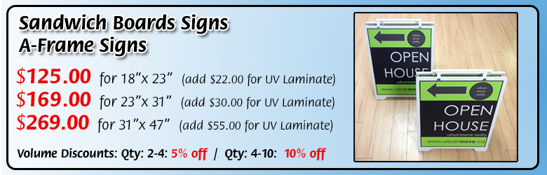 Pricing for Sandwich board signs. Starting at $125